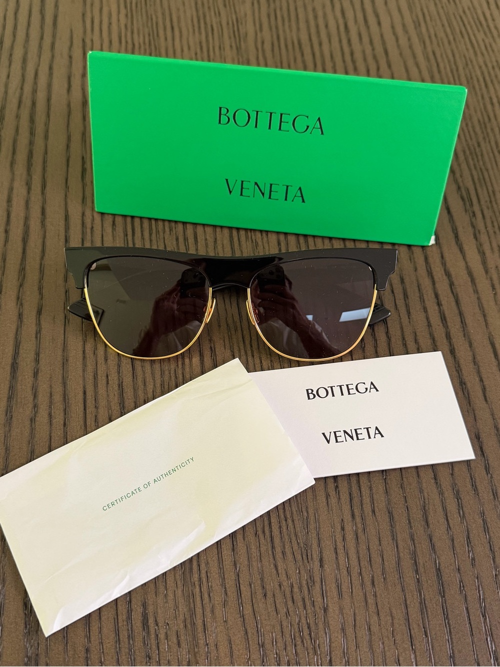 Bottega Veneta BV1003S Black & Gold Sunglasses 55mm